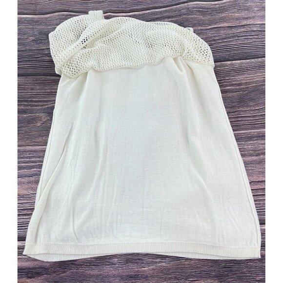 Joan Vass Sz 2 Ivory Linen Cotton Layered Open Knit Sweater Blouse Women Rare - Picture 4 of 7